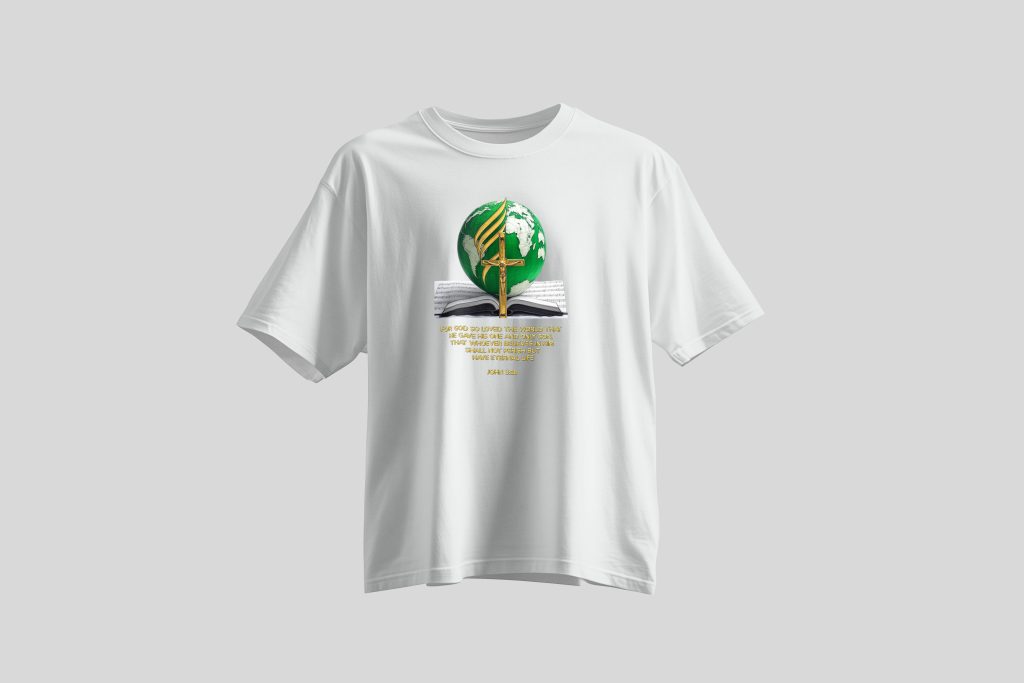Christian T-Shirt Cotton crew neck Christian T-shirt with shiny gold Bible verses printed on the front, a premium quality faith-inspired scripture tee designed for men and women, combining comfort, durability, and stylish Christian apparel for everyday wear or as a meaningful gift.
